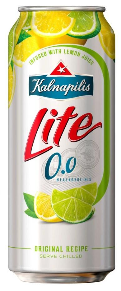 Prekės ženklas: INFUSED WITH LEMON JUICE Kalnapilis Lite 0.0 NEALKOHOLINIS ORIGINAL RECIPE SERVE CHILLED